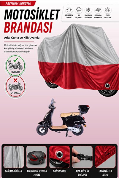 Cemku Double غطاء دراجة نارية باللون الرمادي من الأعلى ولون أحمر من الأسفل، م...