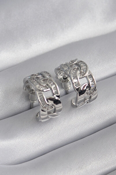 Generic Brand Brass Silver Color Zircon Stone Chain Model Women's Earrings