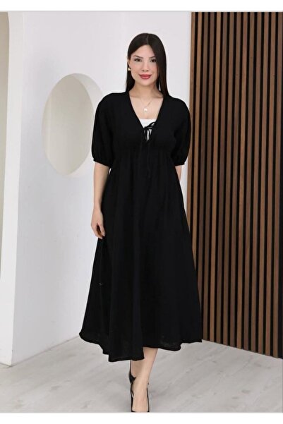 LİFERA Rochie de vară din țesătură muslin cu detaliu de legătură