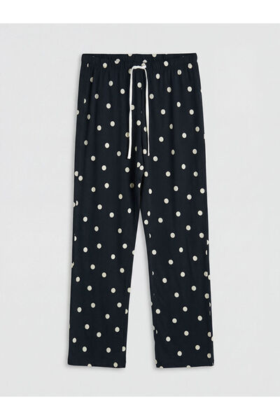 LC Waikiki GÜLİS STORE'DEN Siyah Beli Lastikli Puantiyeli Kadın Pijama Altı