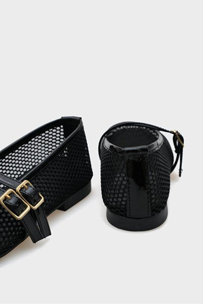 STOCON June Buckle Double Strap Mesh Round Toe Flat Heel Casual Women's Ballerinas Stc1301