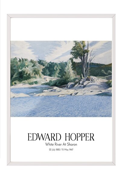 Postifull Edward Hopper - Râul Alb la Sharon, Tablou înrămat alb, Seria de ar...