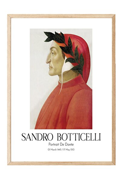 Postifull Sandro Botičeli - Portret Dantea, slika u drvenom okviru, umetnička...