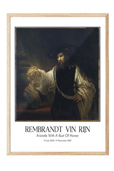 Postifull Rembrandt Vin Rijn - Aristotel sa Homerovom bustom, slika u drvenom...