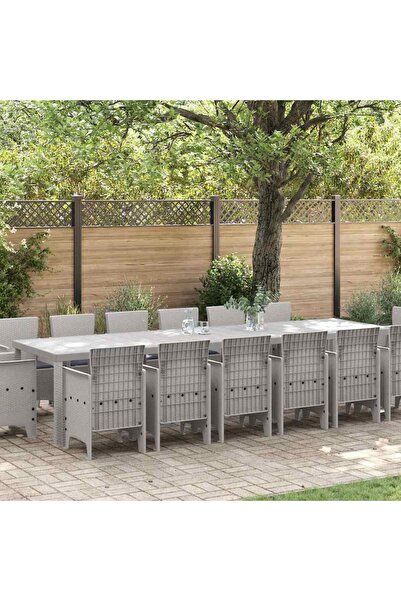 vidaxl Set de masa pentru gradina 15 pcs Gri deschis Ratan Polt