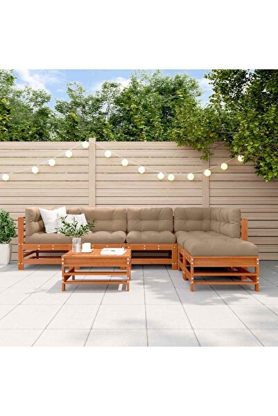 vidaxl Set de lounge pentru gradina 7 pcs Maro ceruit