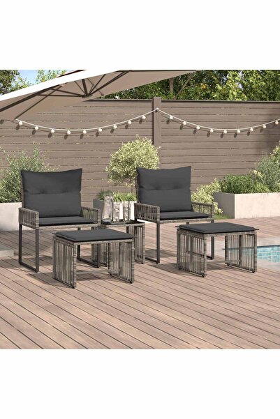 vidaxl Set de Mobilier pentru Exterior 11 pcs Gri si gri inchis