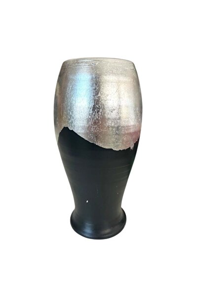Ceramica Martinescu Ceramic vase with silver leaf, authentic, Marginea, Marti...