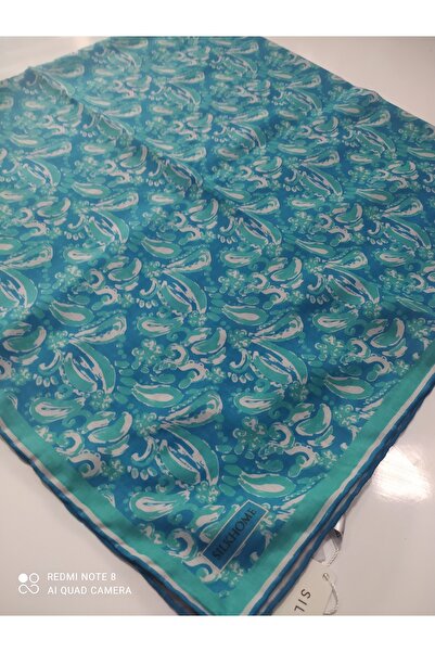 Butik Silkhome pamuklu organik soft eşarp kaymaz mavi renk
