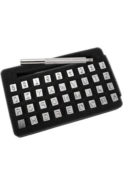 tuhafiyecimiz Deri Damgalama, Metal Harf ve Rakam Damga Seti, 26 Harf ve 10 Rakam. Metal Deri Baskı (6mm)