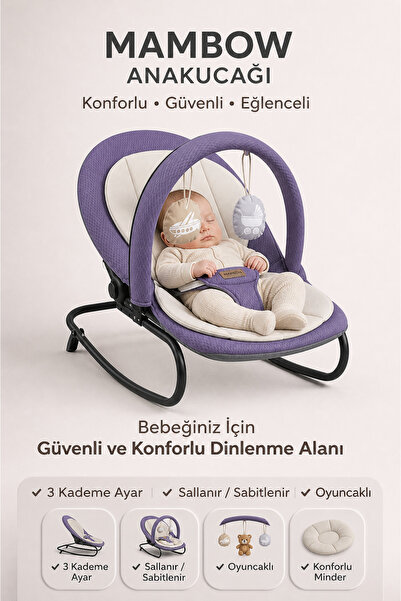Quero Mambow Ana kucağı, Premium Cotton, 3 Kademe Ayarı, Sallanır, Sabitlenir...