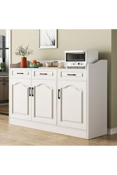 KEKE White Kitchen Sideboard Cabinet with 3 Drawers & 3 Door Storage | Modern...