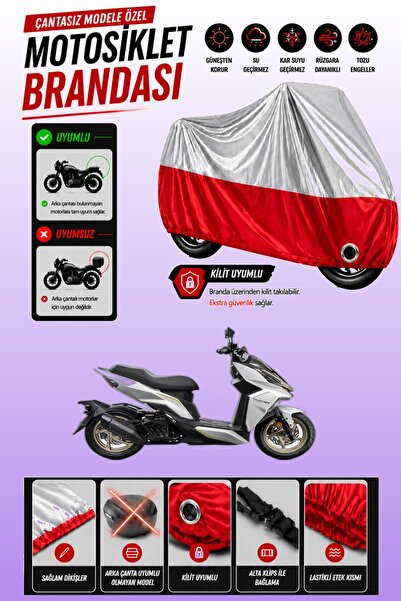 Cemku Twin غطاء محرك متوافق مع SYM DRG 160 باللون الرمادي من الأعلى والأحمر م...