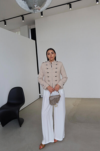 Özge Özgenç Button Detailed Jacket with Epaulettes