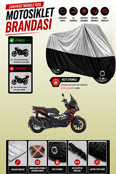 Cemku Twin غطاء محرك متوافق مع Aprilia SR GT 200 باللون الرمادي من الأعلى وال...