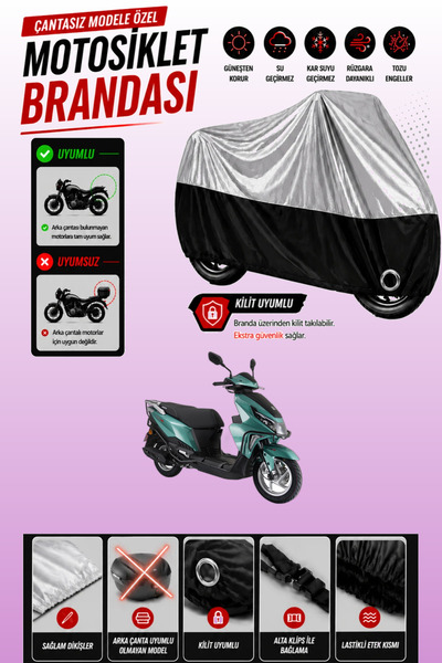 Cemku Twin Top Gray - Bottom Black Arora Crv 125 Compatible Engine Cover, Rea...