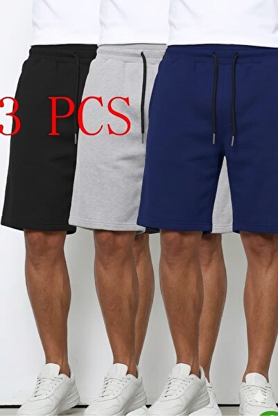 modlux Men's 3-Piece Black-Grey-Navy Blue Oversize Fit Shorts Comfortable Fit...