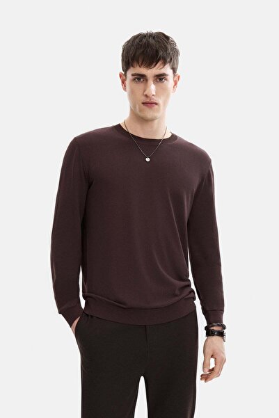 Back And Bond Coffee Regular Fit Crew Neck Seasonal Knitwear