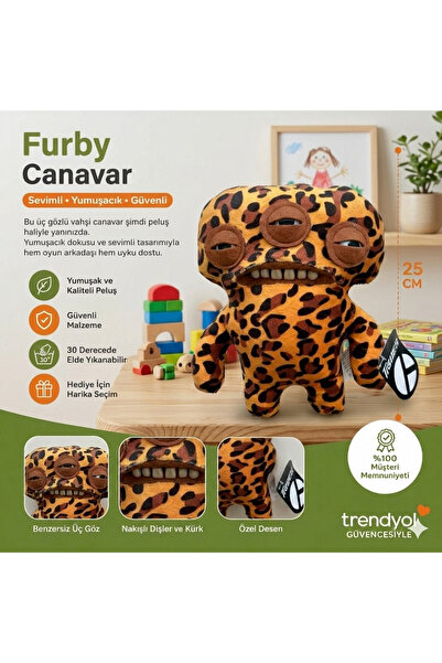TIGOES Fuggler Leopard Peluş Canavar 25 cm Üç Gözlü Vahşi Tasarım Dişlek Komi...