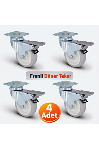 Kama EP01 050F Dönerli Hafif Sanayi Tipi Frenli Gri Galvaniz Kaplama Burçlu T...