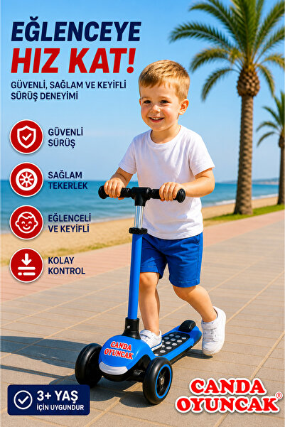 Canda Oyuncak 3 Tekerlekli Işıklı Ayarlanabilir Direksiyonlu Çocuk Scooter - ...