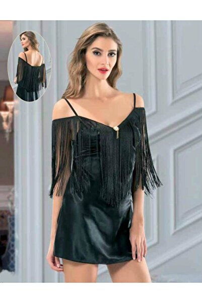 FIRST STYLE لانجري تركي أسود بتصميم الهدب الأنيق بإطلالة مثيرة وناعمة