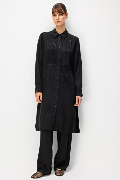 Micca %100 Doğal LyoCELL Leo Garni Detaylı Maxi Tunik ve Pantalon Kombinli Ta...
