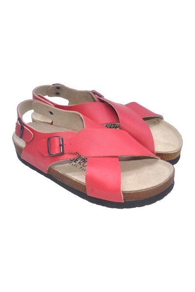Shoerokee Red Cross Strap Sandals