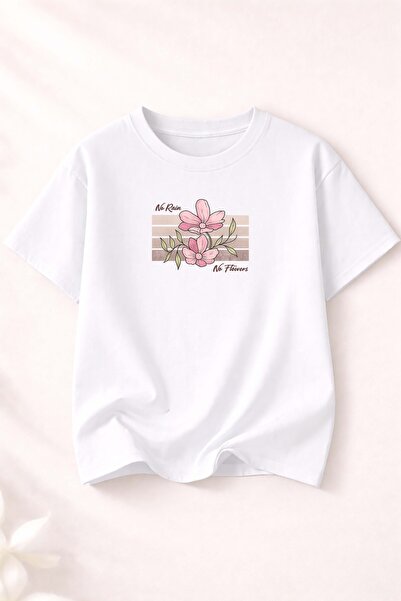 herkesemoda Tricou de damă din bumbac cu decolteu rotund și imprimeu No Rain ...