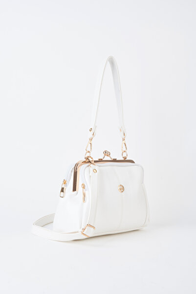 Vivaq Women's White Butterfly Handbag and Shoulder Bag with Gold Accessories,...