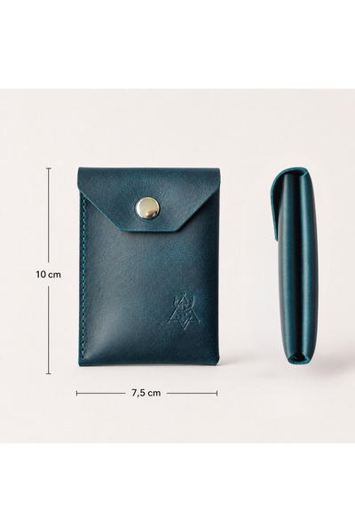 Oh Deer Leather حامل بطاقات من الجلد الأصلي - تصميم عملي متوافق مع البطاقات والنقود - أزرق