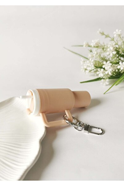 Halley Concept Mini Thermos Figured Charm Keychain Beige – Plastic Bag Orname...