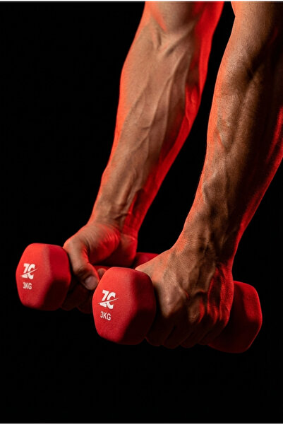 Zepca 3 Kg Profesyonel Kırmızı Neopren Kaplama Demir Dambıl - 2 Adet