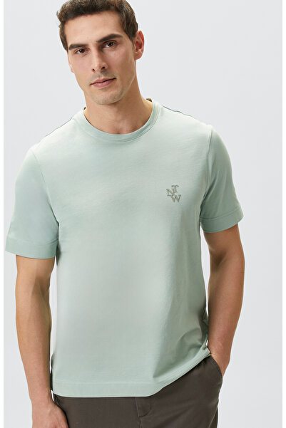 Network Comfort Fit Mint Göğüs Baskı Detaylı T-shirt