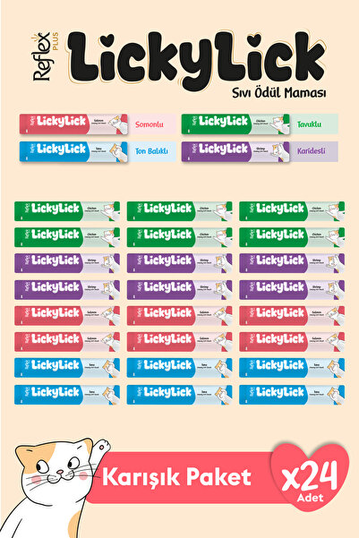 Reflex Plus LickyLick Sıvı Ödül Maması Karışık Paket 15g x 24 Adet