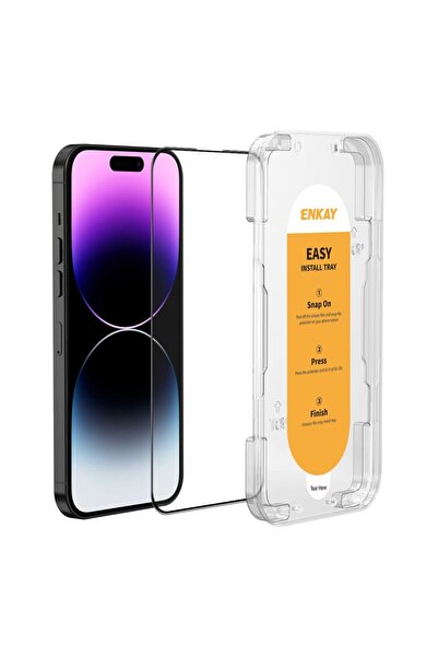 ENKAY Apple iPhone 14 Pro Εύκολη Εγκατάσταση Πλήρες Σκληρυμένο Γυαλί με Διαφα...