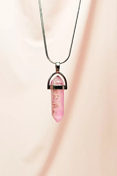 Mestore Pink Quartz Natural Stone with Chain Handmade Designed Pendant: 3.5 c...