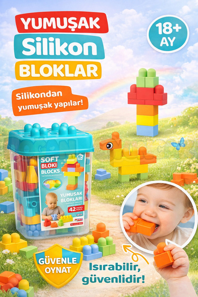 Doğan Oyuncak Dünyası Yumuşak Bloki Blokları Kova 42 Parça - Büyük Yumuşak Bl...