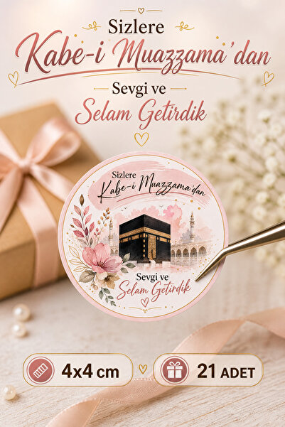 Sticker Ekspres Hac ve Umre Hediyesi Paketleme Etiketi 21 Adet 4 Cm Çıkartma ...