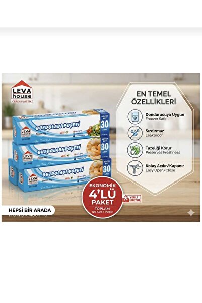 Leva House 4-Pack Refrigerator Bags Large Size 24X38Cm 30 Pieces 4 Packs 30X4...