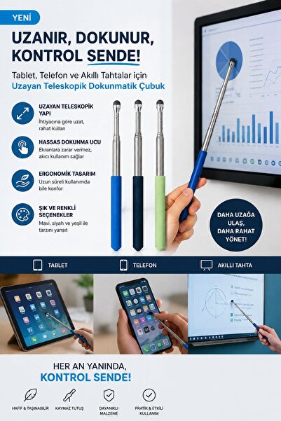 Store Dokunmatik Tablet Telefon Akıllı Tahta Uzayan Teleskopik Çubuk Dokunmat...