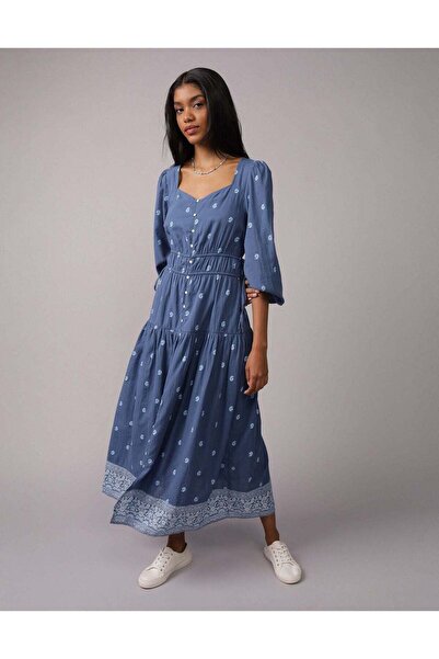 AMERICAN EAGLE Tie Side Midi Shirt Dress