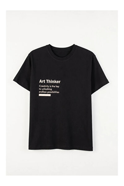 kidstalya Text Printed Boys' Black Color Big Age Tshirt