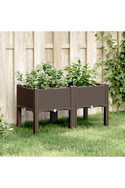 vidaxl Jardiniera de gradina cu picioare, maro, 80x40x42 cm, PP