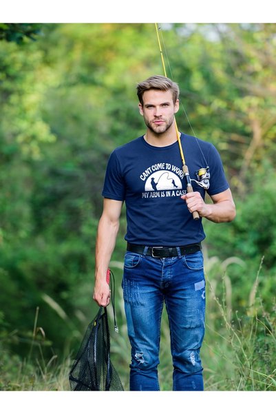 North Whiskers Can'T Come to Work Humorous Fisherman Themed Printed 100% Cotton T-Shirt