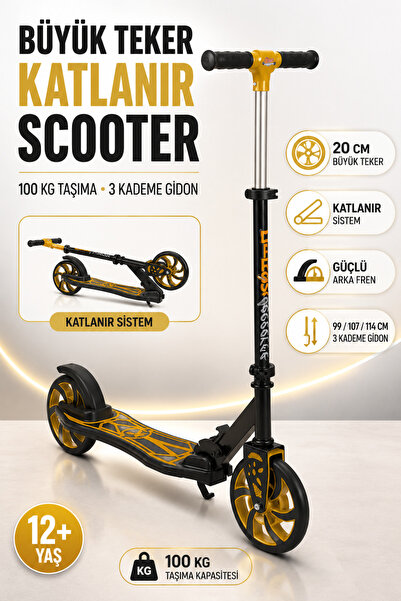 YILDIRIM OYUNCAK Büyük Tekerlekli Katlanabilir Scooter 3 Kademe Ayarlanabilir...