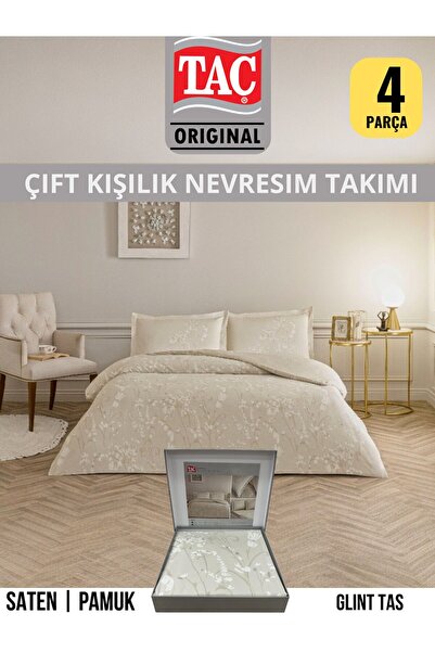 Taç Glint tas Pamuk Saten Çift Kişilik Nevresim Takımı