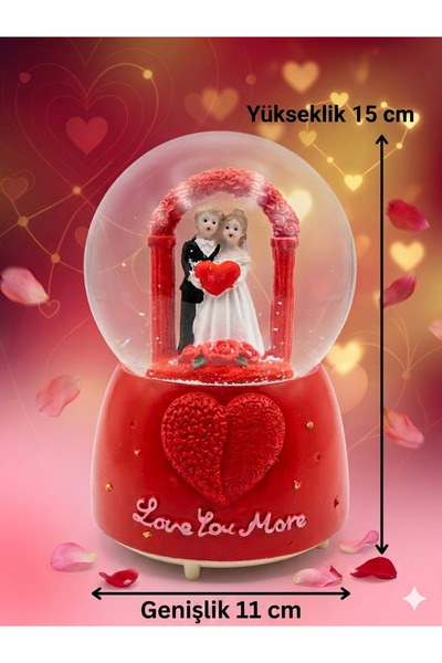 çınaroğlu avm BÜYÜK BOY Kar Küresi Gelin damat oval çerçeveli Pilli Işıklı Mü...