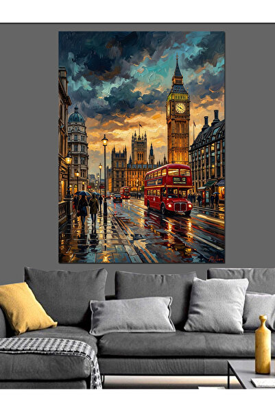 karizmart Gün Batımında Londra Ve Big Ben Dekoratif Kanvas - Mdf Ahşap Tablo