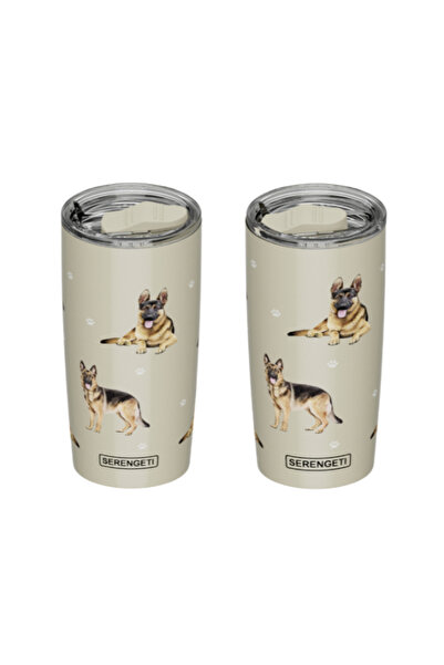 E&S Pets كوب سيرينجيتي مطبوع عليه صورة كلب الراعي الألماني، معزول بجدار مزدوج...